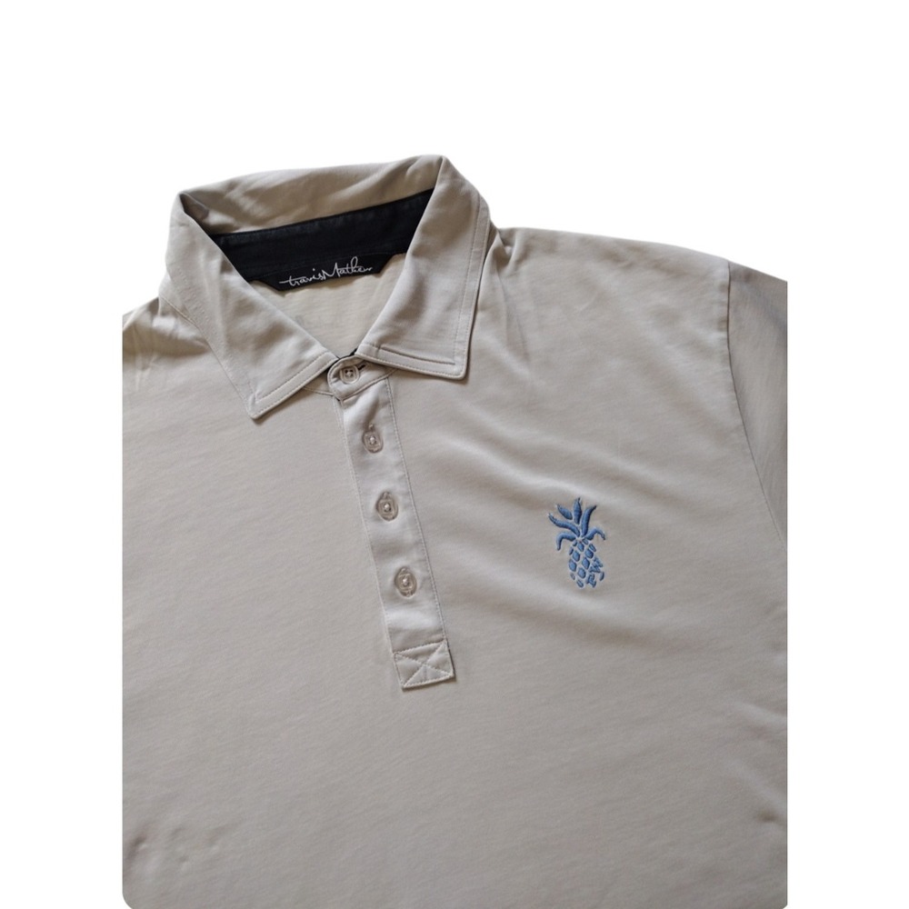 Travis Mathew Polo Shirt Man's Large Gray Pineapple Logo cariloha del sol